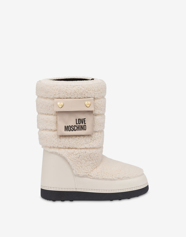 Quilted soft fabric snow boots Ivory Love Moschino 1