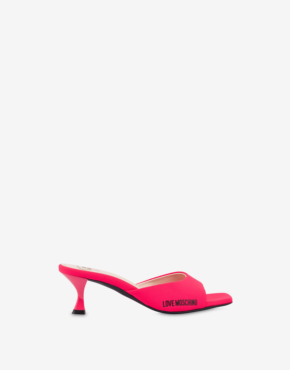 Mules en lycra Rubber Logo Rouge Love Moschino 1