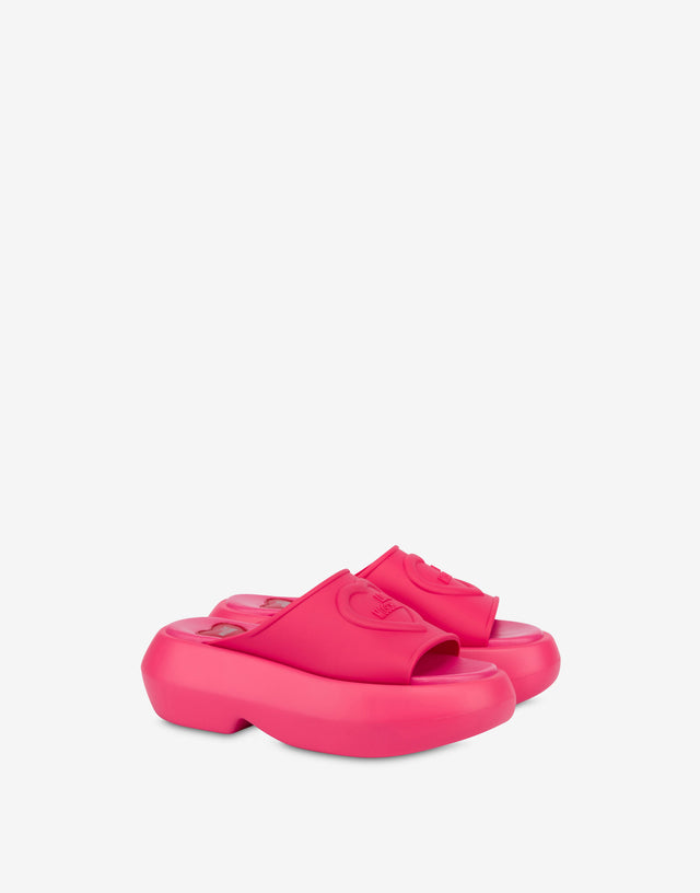 Rubber sandals with chunky sole Fuchsia Love Moschino 0