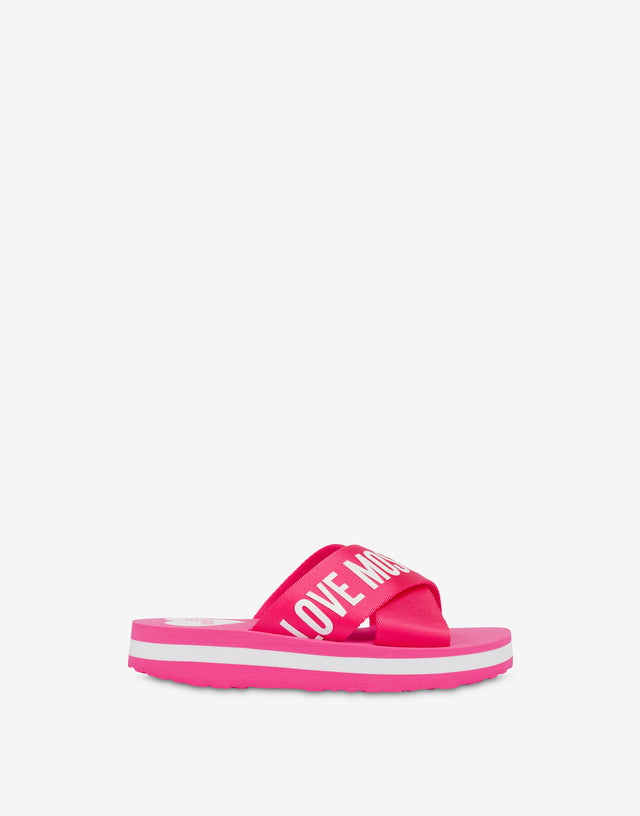 Sandales croisées avec logo Fuchsia Love Moschino 1