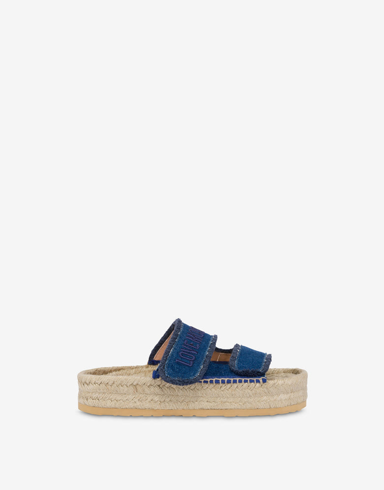Sandales espadrilles avec brides en denim Bleu Love Moschino 1