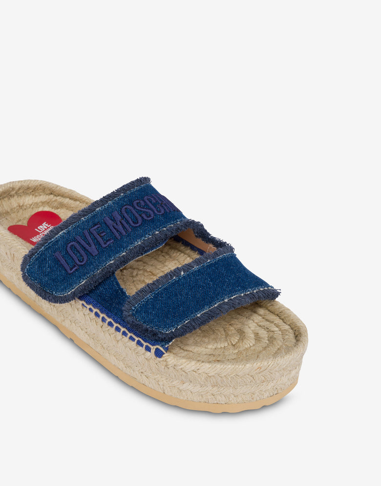 Sandales espadrilles avec brides en denim Bleu Love Moschino 3