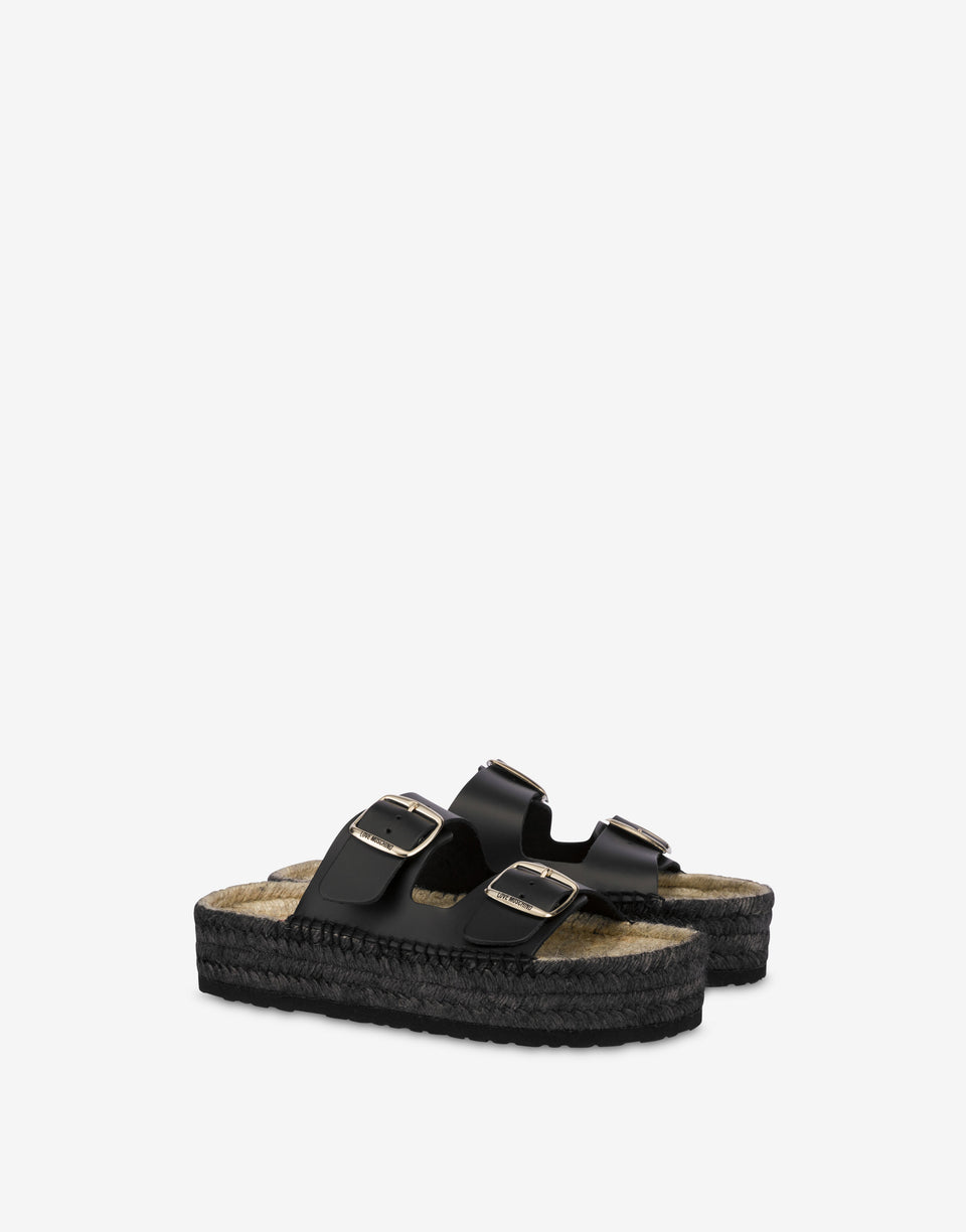 Sandales espadrilles avec double bride Noir Love Moschino 0