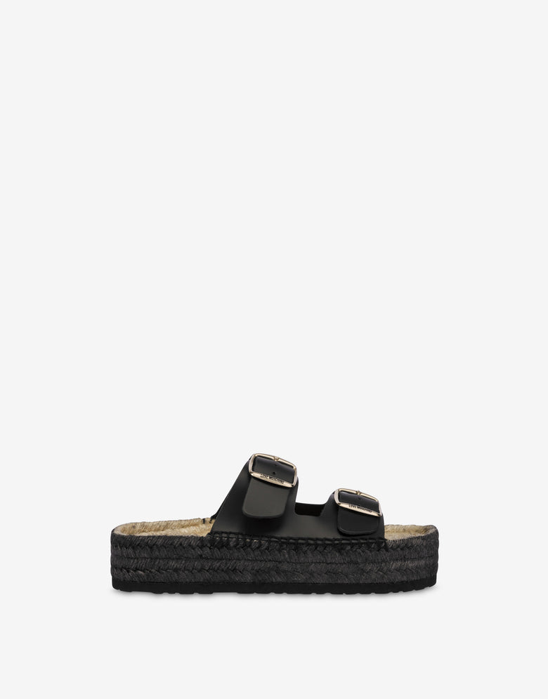 Sandales espadrilles avec double bride Noir Love Moschino 1