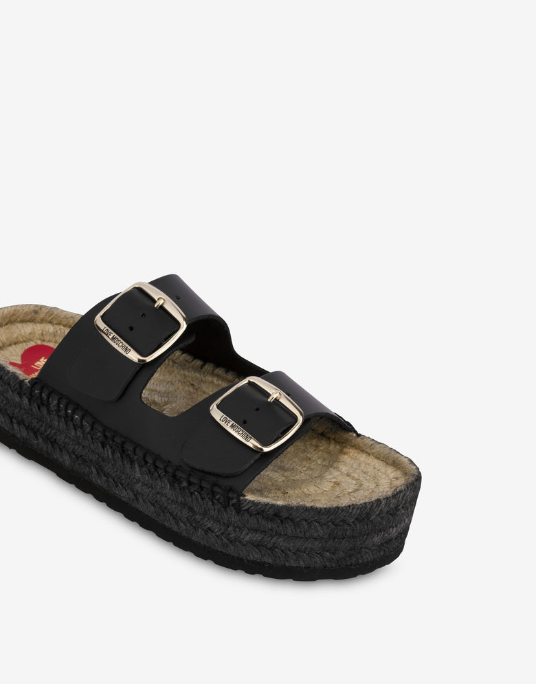 Sandales espadrilles avec double bride Noir Love Moschino 3