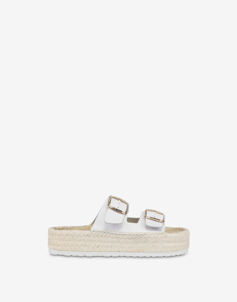 Sandales espadrilles avec double bride Blanc Love Moschino 1