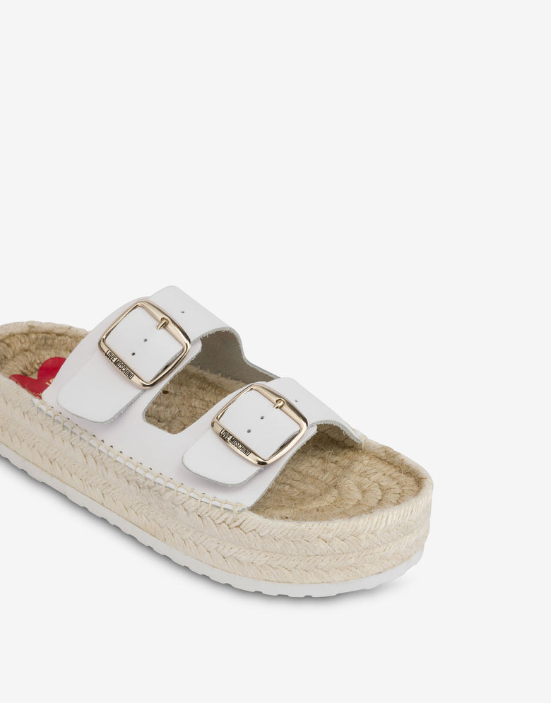 Sandales espadrilles avec double bride Blanc Love Moschino 3