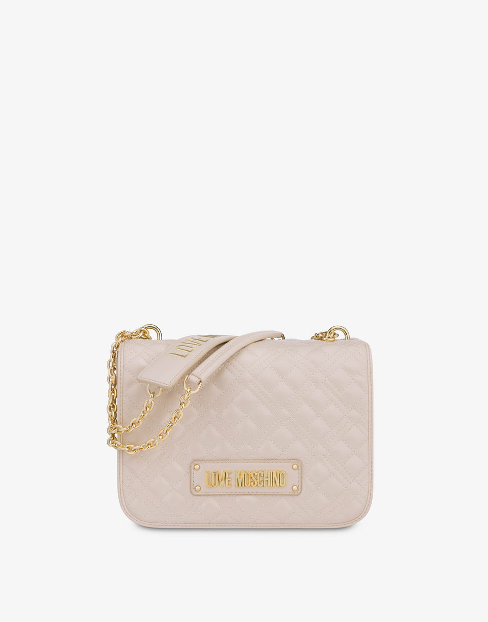 附徽标缝纹单肩包 象牙色 Love Moschino 0