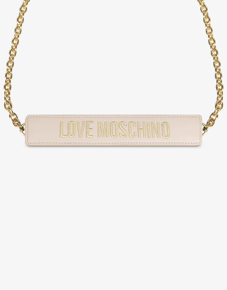 附徽标缝纹单肩包 象牙色 Love Moschino 4