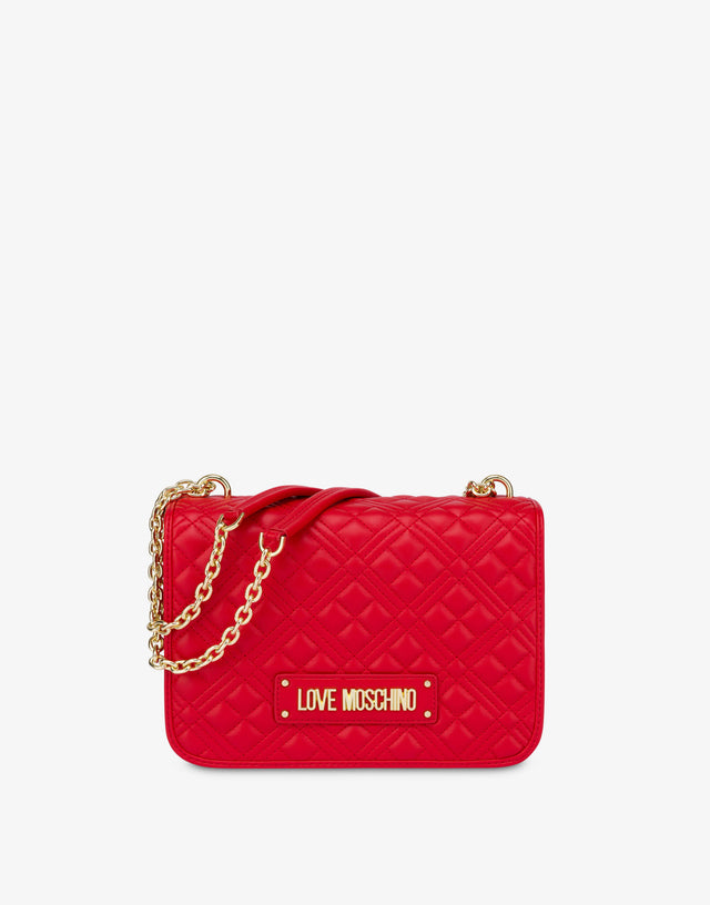 Shiny Quilted shoulder bag Red Love Moschino 0