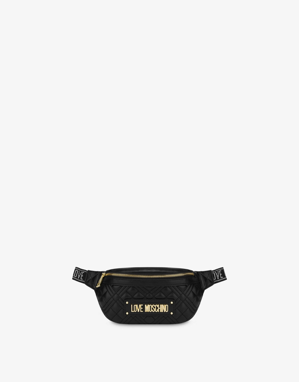 New Shiny Quilted waist bag Black Love Moschino 0