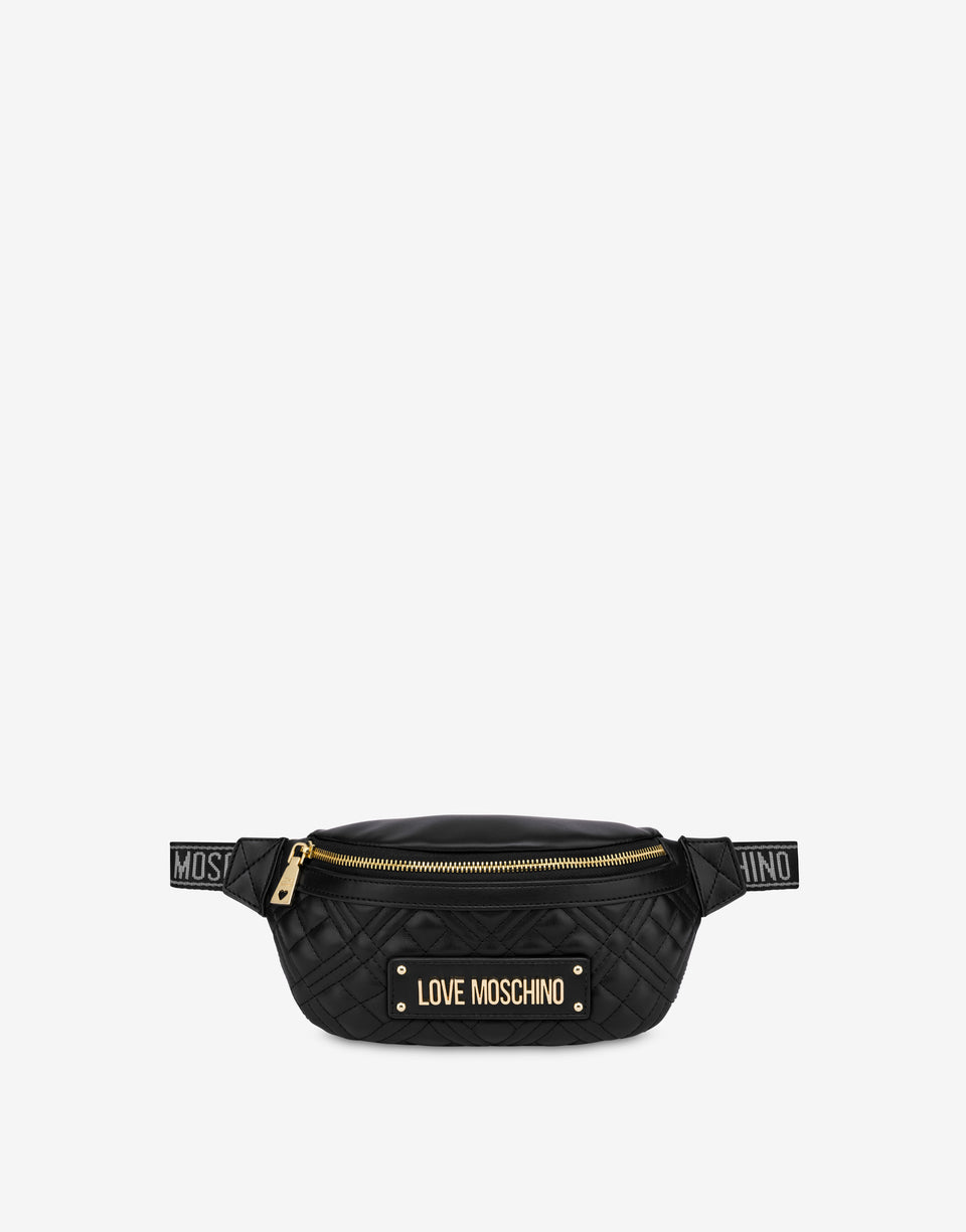 Lettering Logo quilted belt bag Black Love Moschino 0