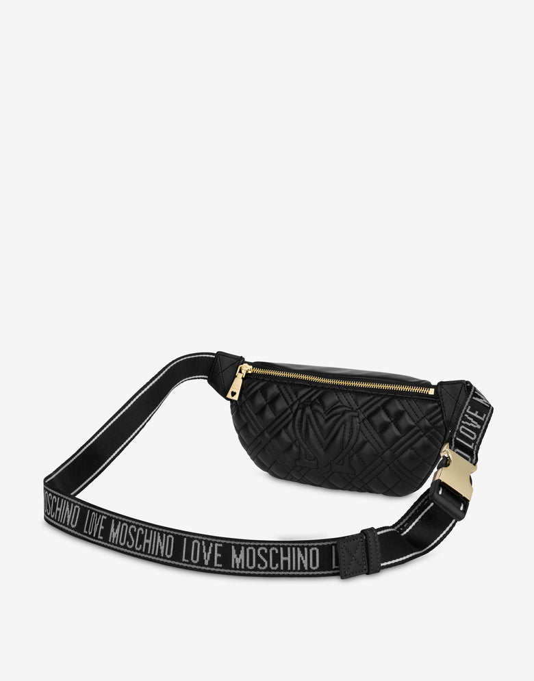 Lettering Logo quilted belt bag Black Love Moschino 1