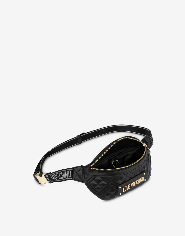 Lettering Logo quilted belt bag Black Love Moschino 2