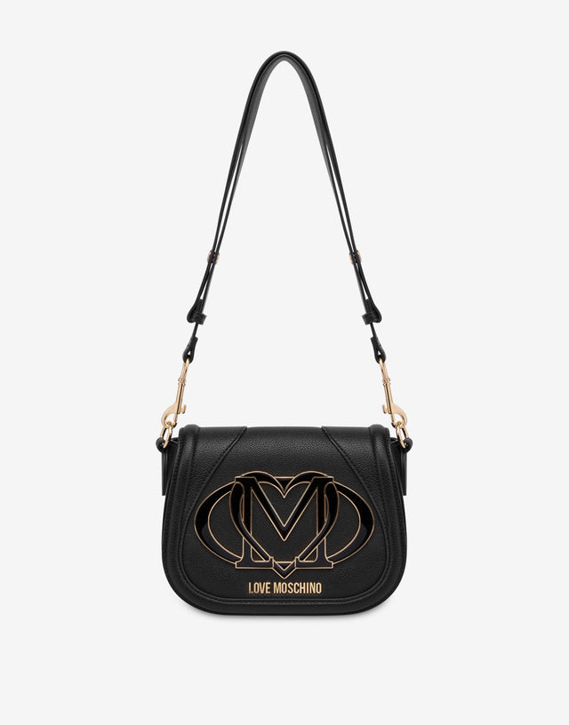 Borsa a spalla con maxi logo Nero Love Moschino 0