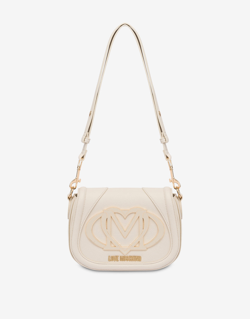 Borsa a spalla con maxi logo Bianco Love Moschino 0