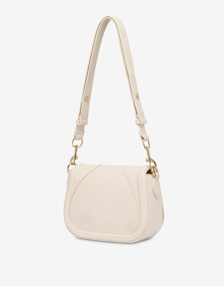Borsa a spalla con maxi logo Bianco Love Moschino 1