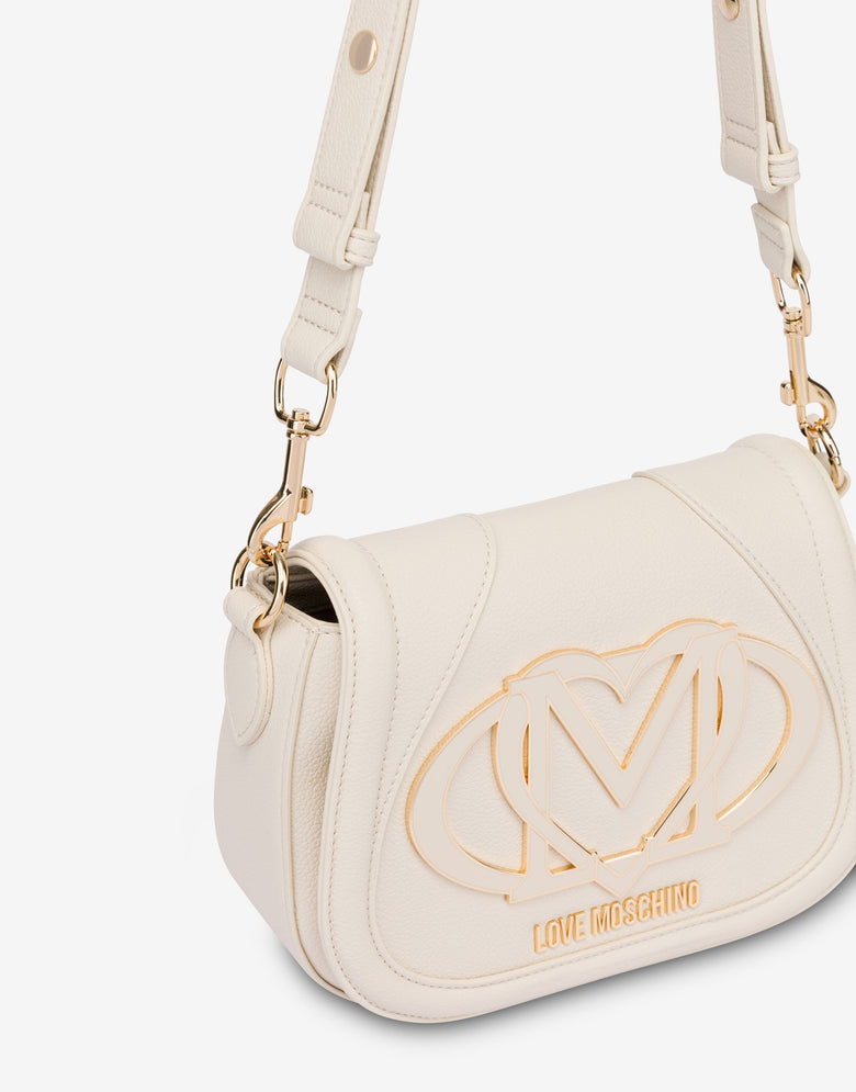 Borsa a spalla con maxi logo Bianco Love Moschino 3