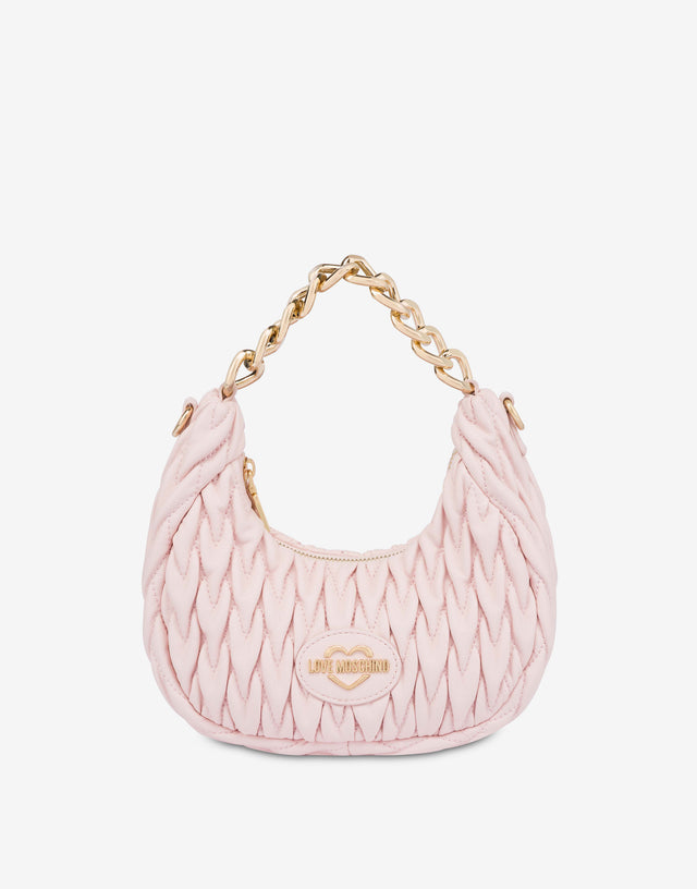 Quilted hobo bag Pink Love Moschino 0