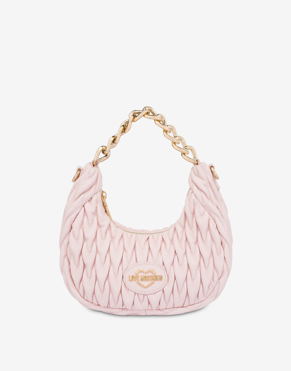 Quilted hobo bag Pink Love Moschino 0