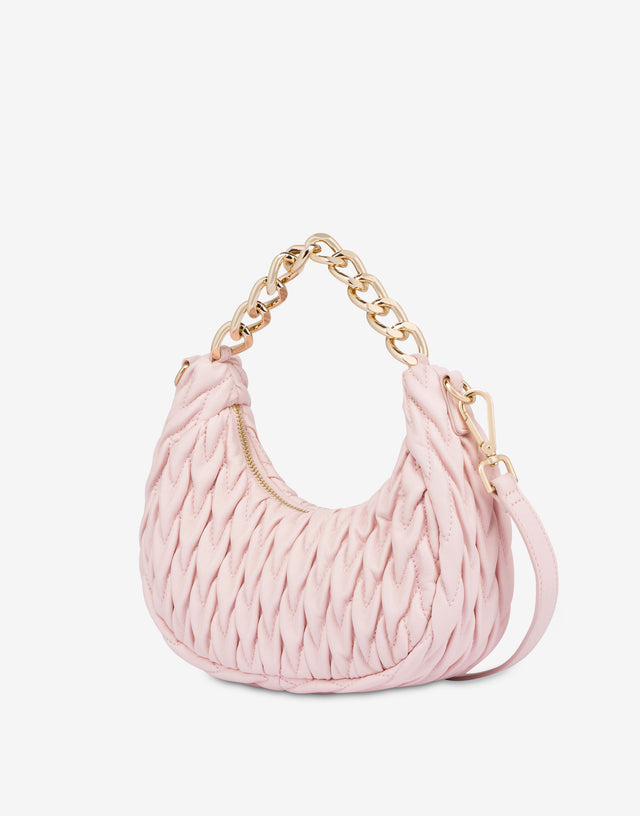 Quilted hobo bag Pink Love Moschino 1