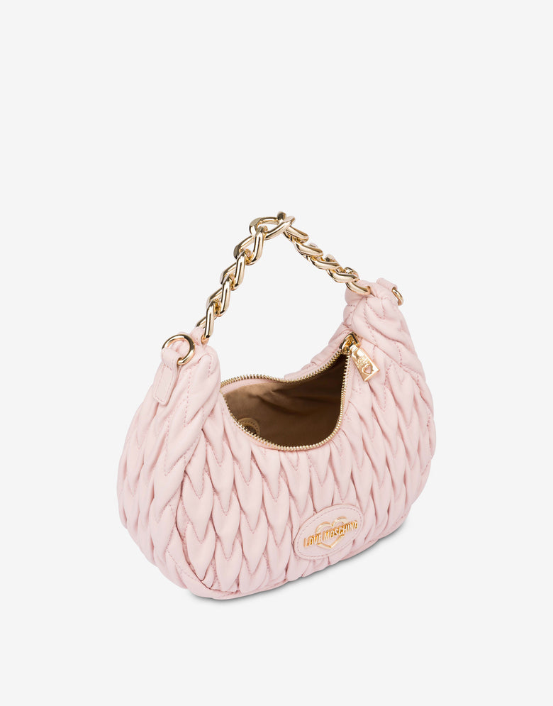 Quilted hobo bag Pink Love Moschino 2