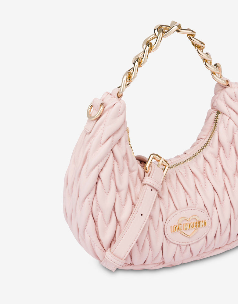 Quilted hobo bag Pink Love Moschino 3