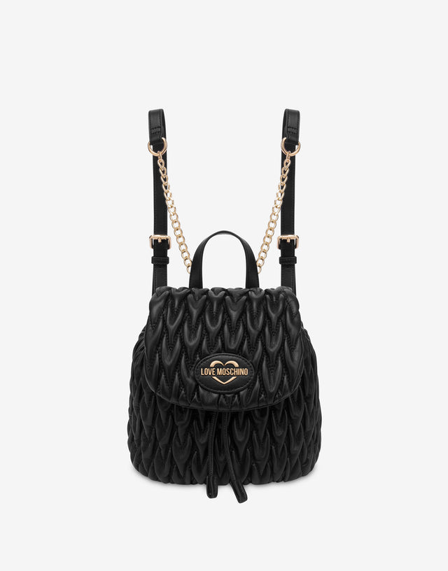 Zaino in tessuto morbido Nero Love Moschino 0