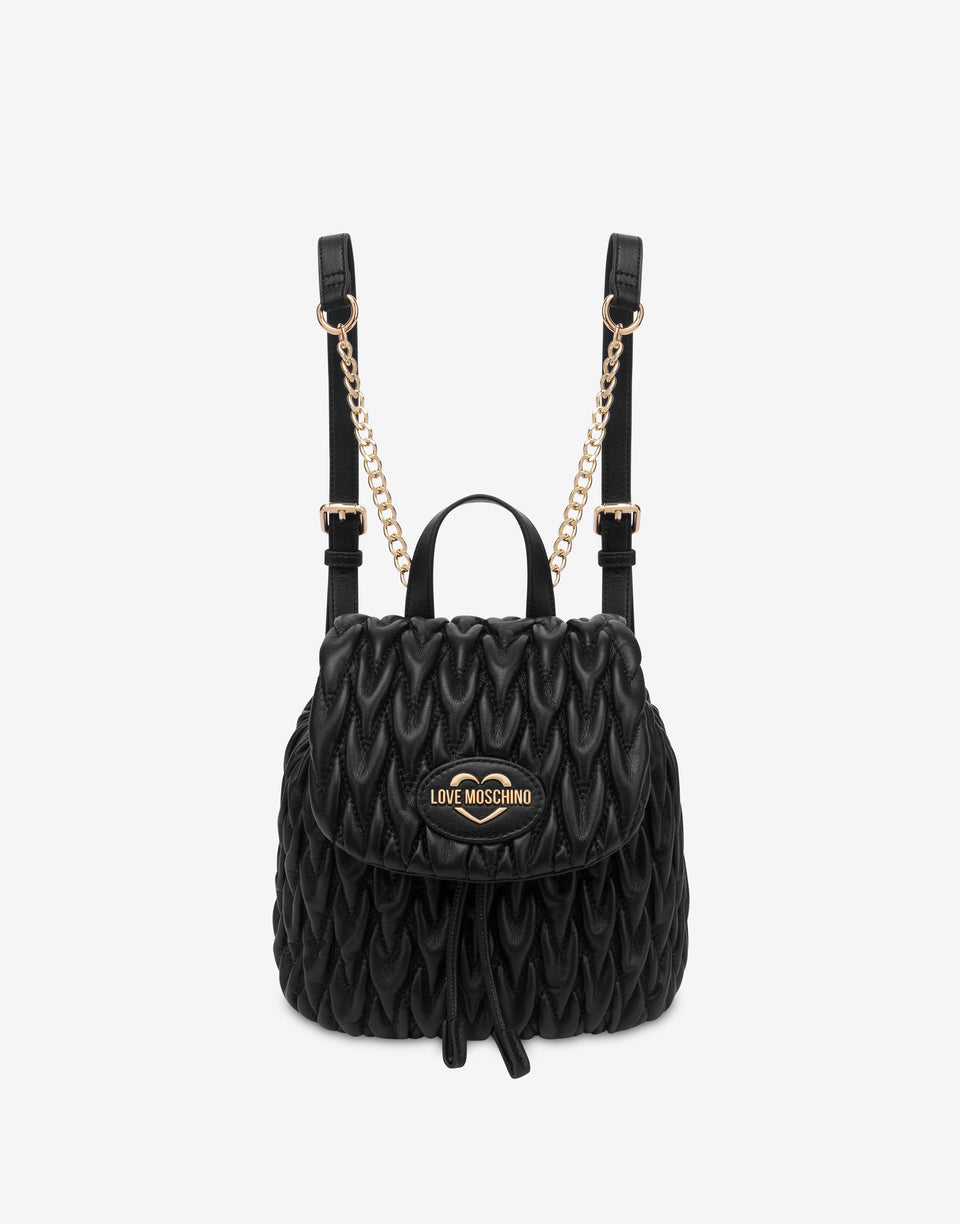 Zaino in tessuto morbido Nero Love Moschino 0