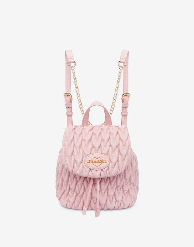 Zaino in tessuto morbido Rosa confetto Love Moschino 0