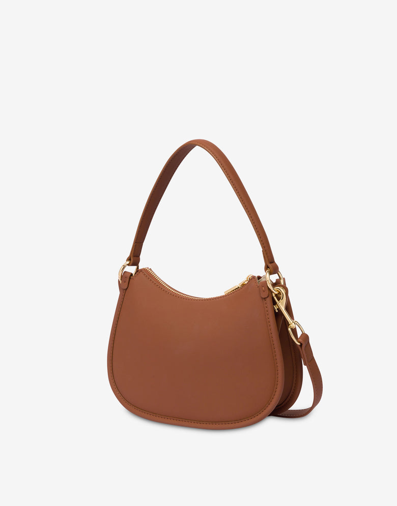 Hobo bag with logo Brown Love Moschino 1