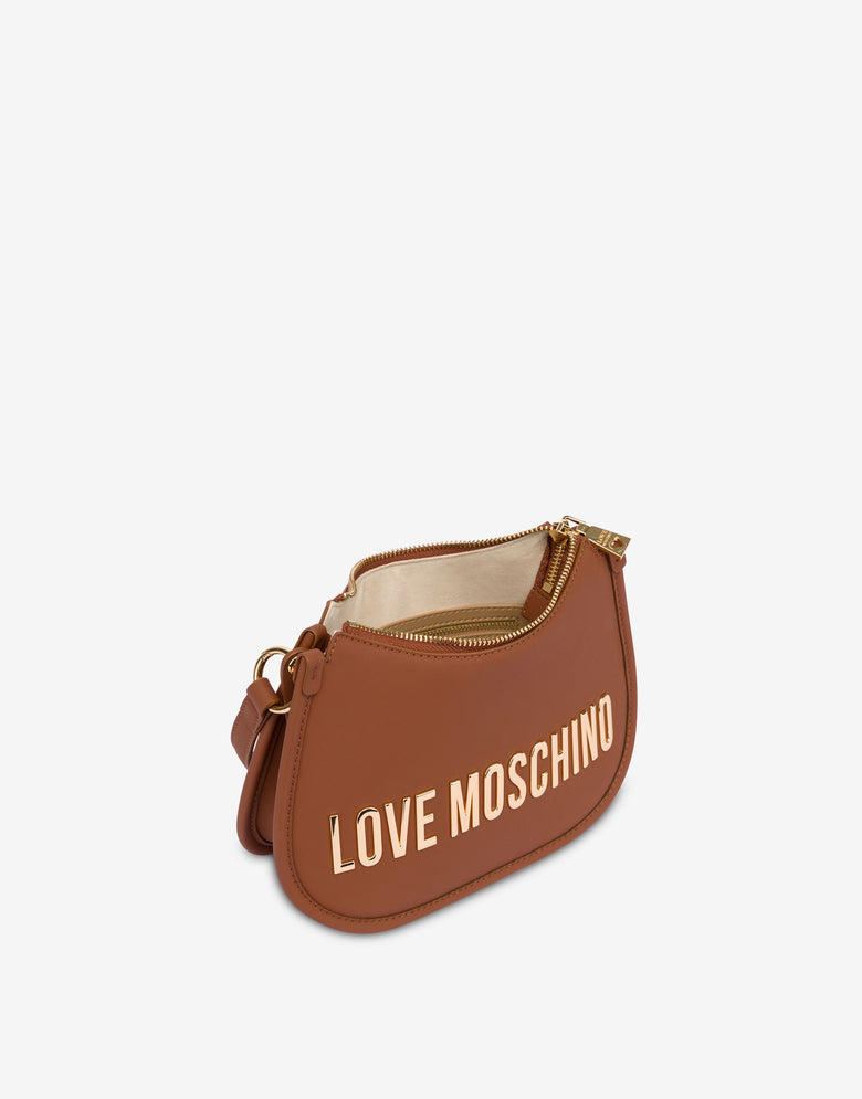 Hobo bag with logo Brown Love Moschino 2