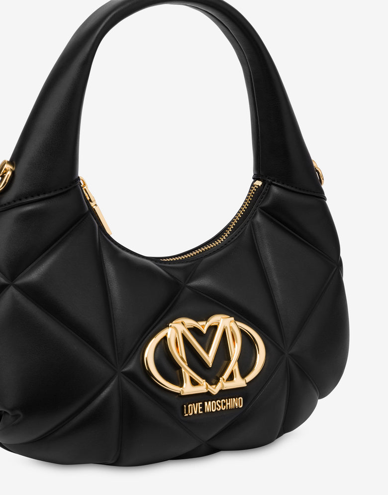 Quilted hobo bag Embossed Black Love Moschino 3