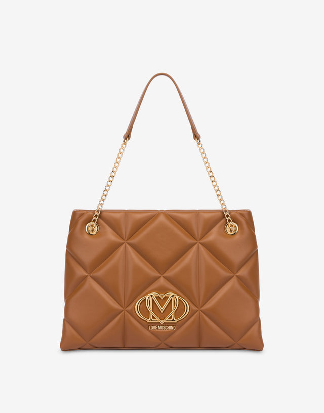 Quilted shopper bag Embossed Leather Love Moschino 0