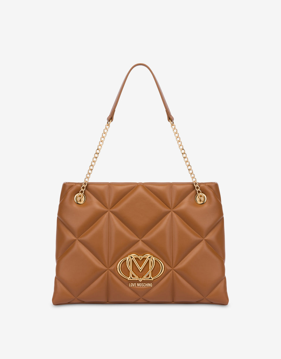 拼布购物袋Embossed Leather Love Moschino 0