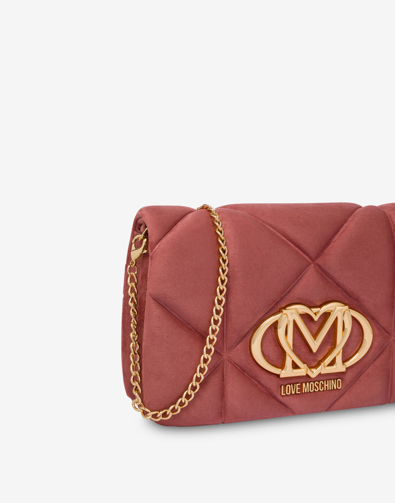 부드러운 퀼팅 패브릭 숄더백 Antique pink Love Moschino 3