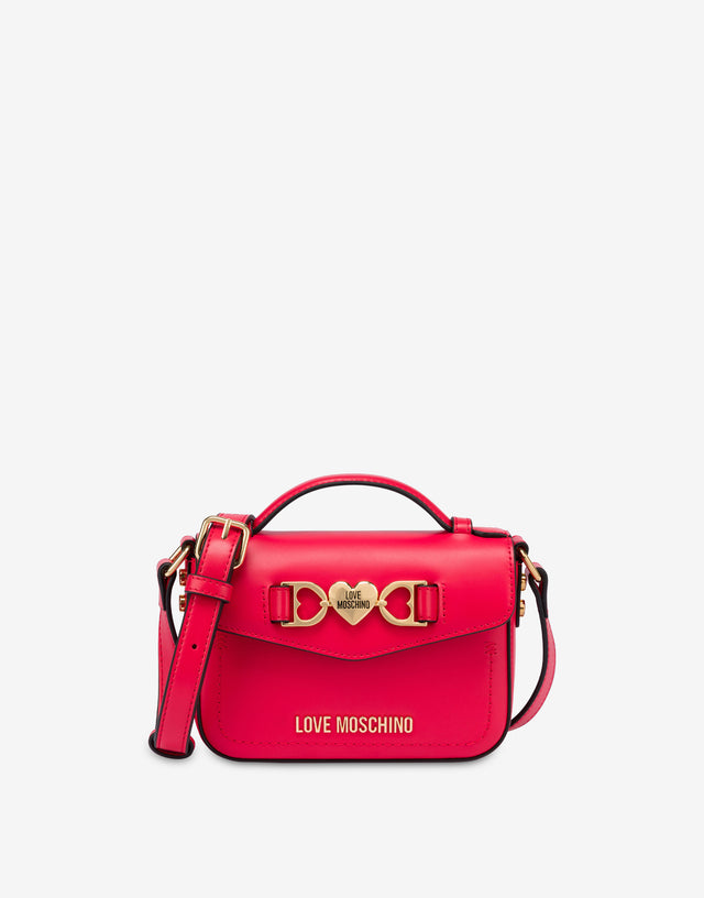 Minibolso de piel de becerro Love Chain Strap Rojo Love Moschino 0