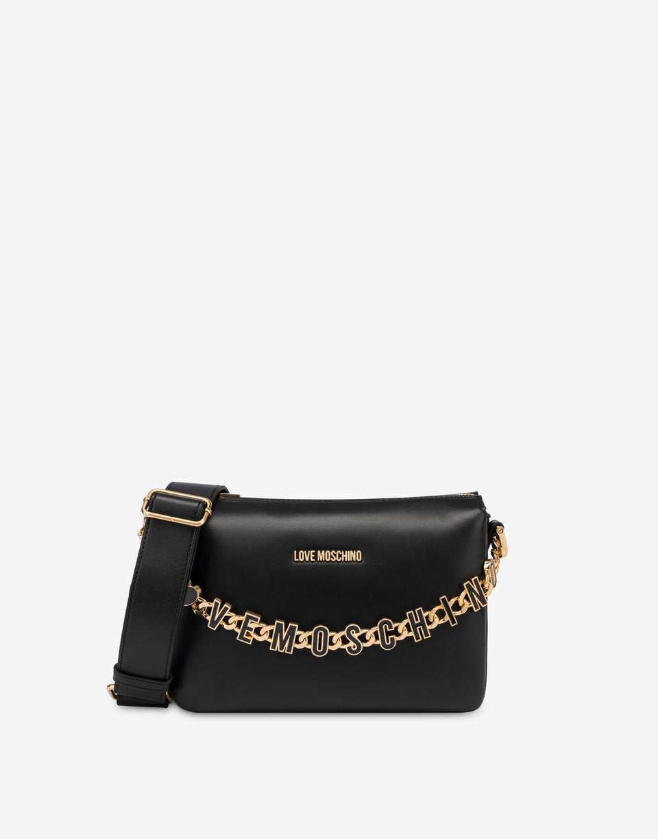 Calfskin crossbody bag Dangling Black Love Moschino 0