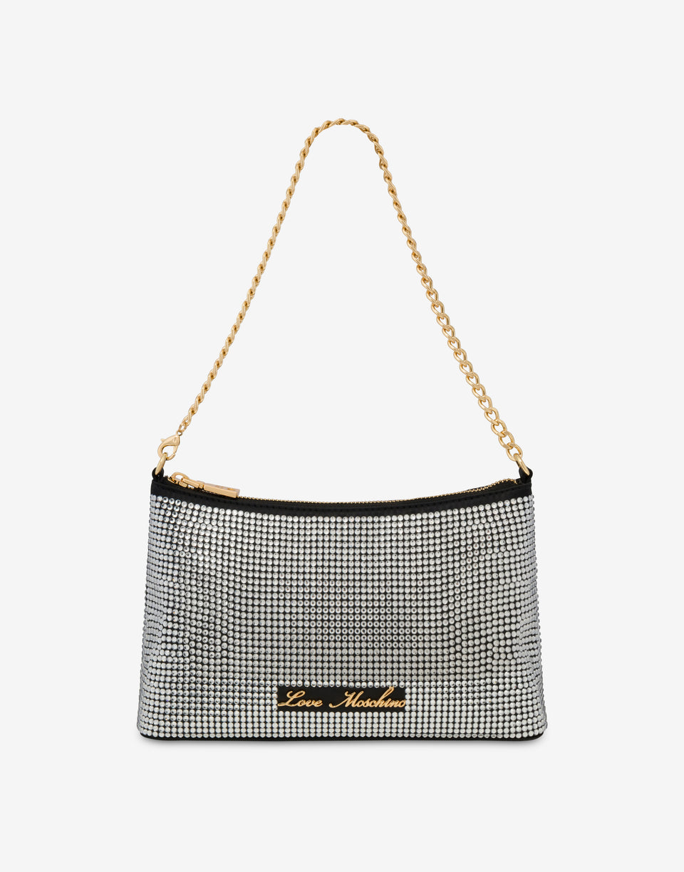 새틴 장식 숄더백 Black Love Moschino 0