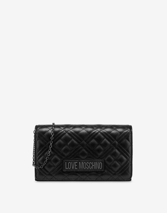 Clutch con catena Quilted Nero Love Moschino 0