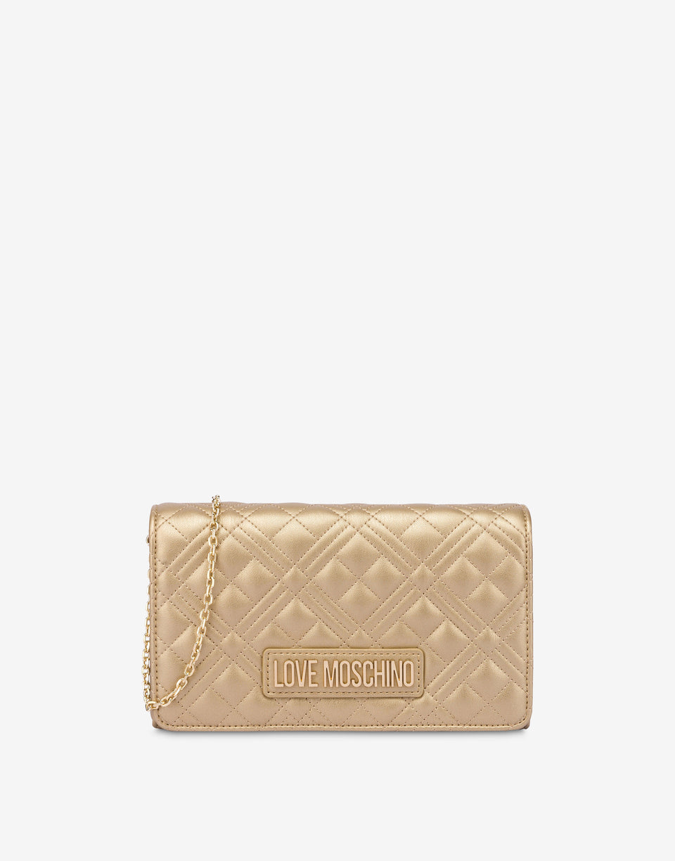 Shiny Quilted clutch Gold Love Moschino 0