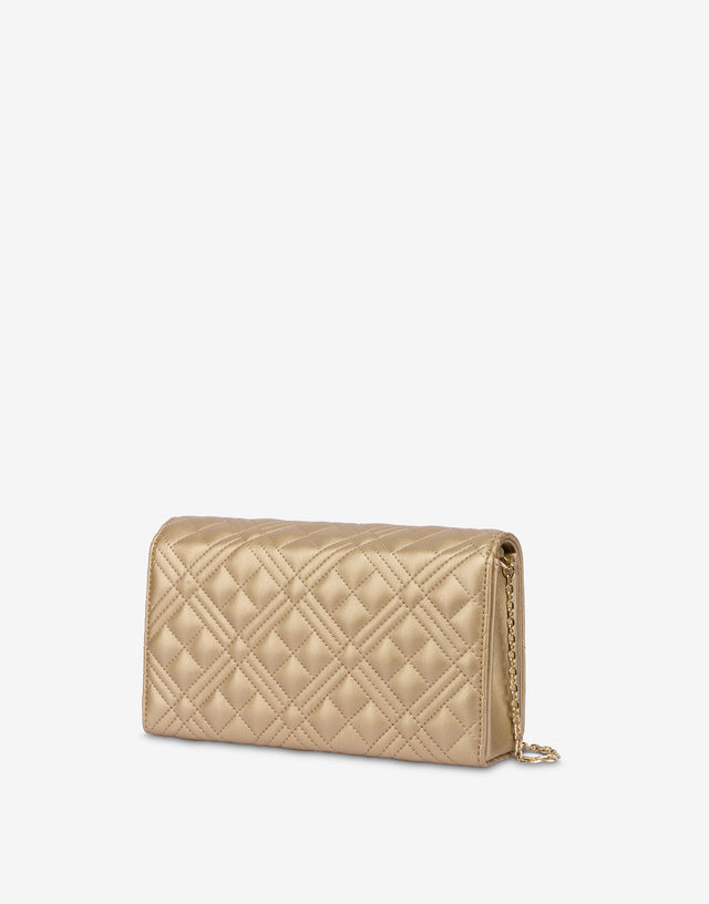 Shiny Quilted clutch Gold Love Moschino 1
