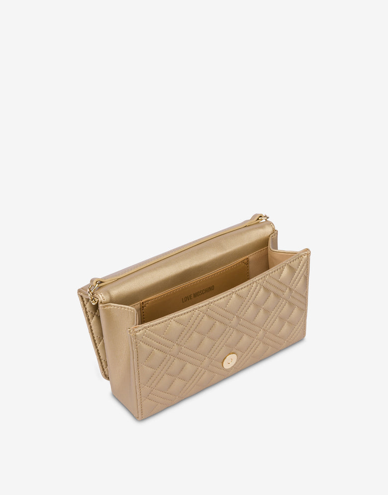 Shiny Quilted clutch Gold Love Moschino 2