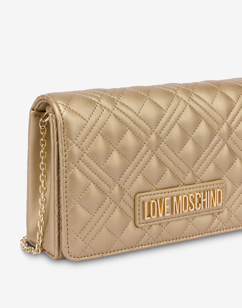 Shiny Quilted clutch Gold Love Moschino 3