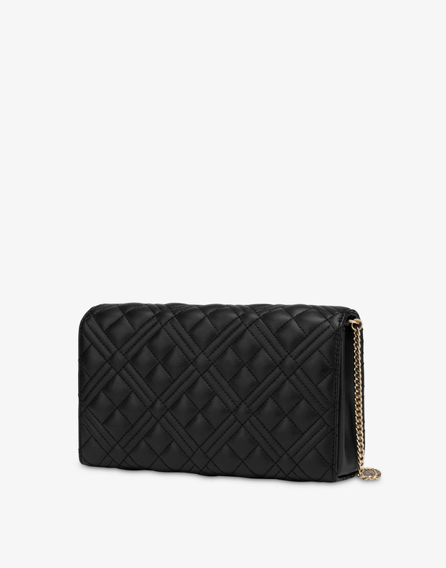 Shiny Quilted clutch Black Love Moschino 1