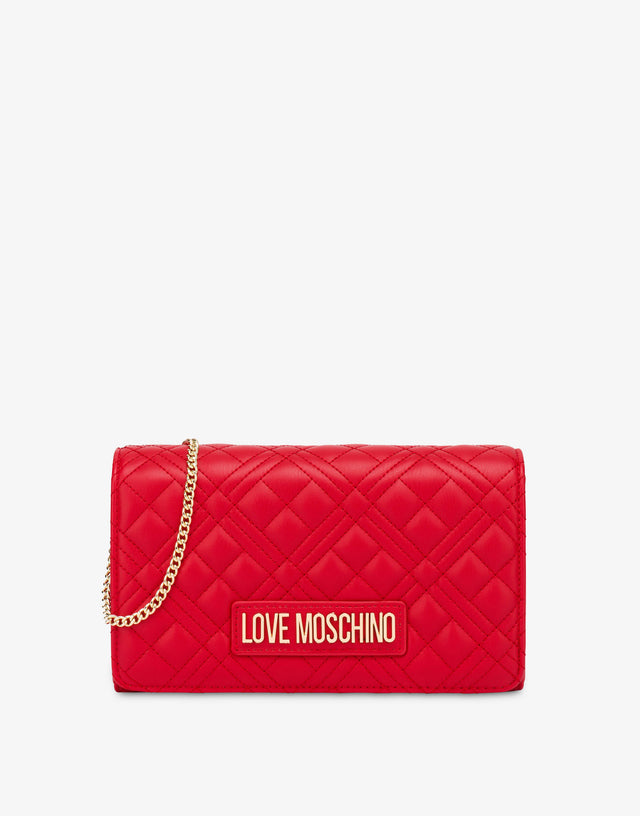 Shiny Quilted clutch Red Love Moschino 0