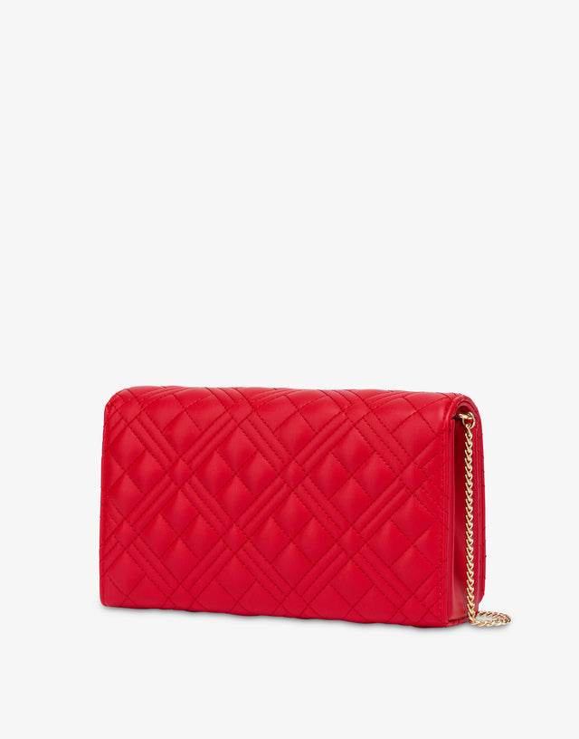 Shiny Quilted clutch Red Love Moschino 1