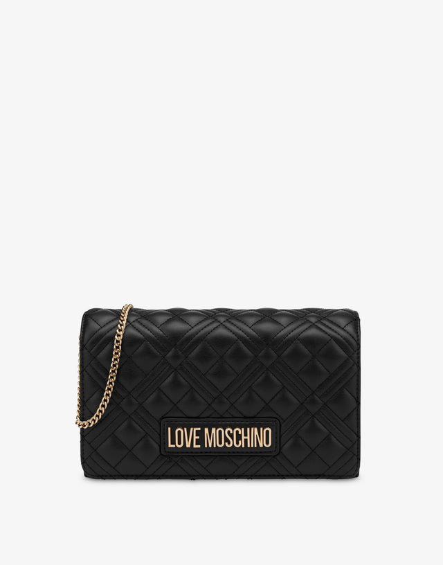 Shiny Quilted clutch Black Love Moschino 0