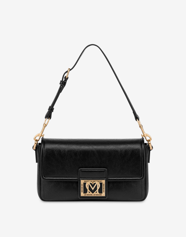 Shoulder bag with logo plaque Black Love Moschino 0