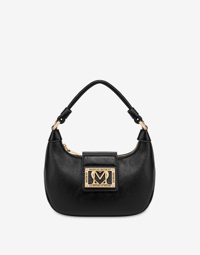 Sac hobo avec plaque logo Noir Love Moschino 0